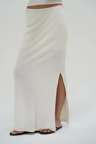 Steph Ribbed Skirt | Whisper White
