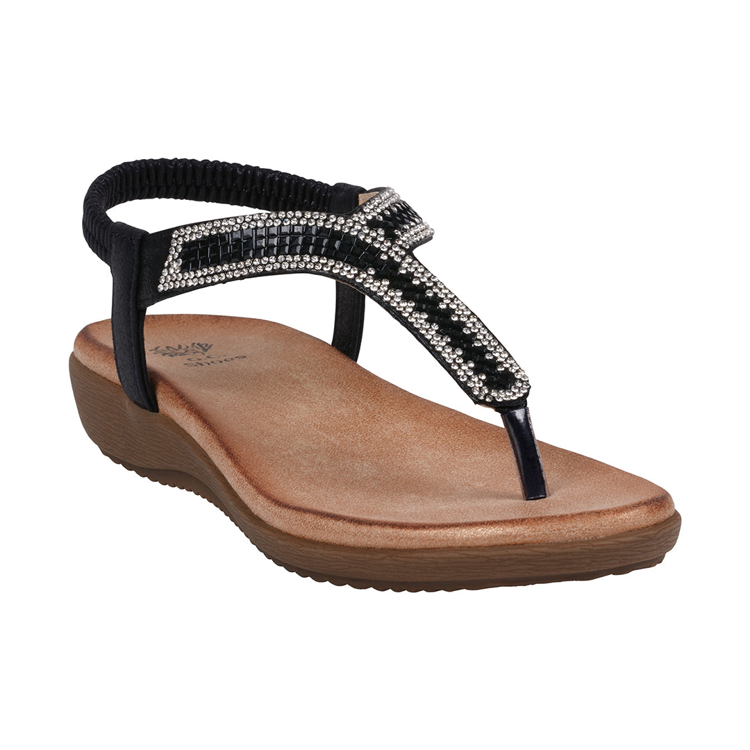 Women's Lori Black Embellished Flat Sandals - Glamourous Grace