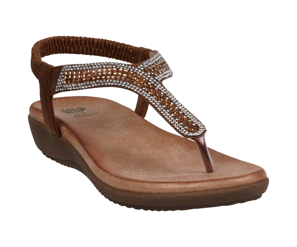 Women's Lori Bronze Embellished Flat Sandals - Glamourous Grace
