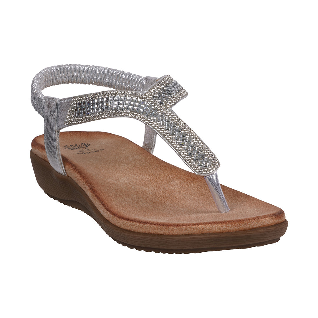 Women's Lori Silver Embellished Flat Sandals - Glamourous Grace