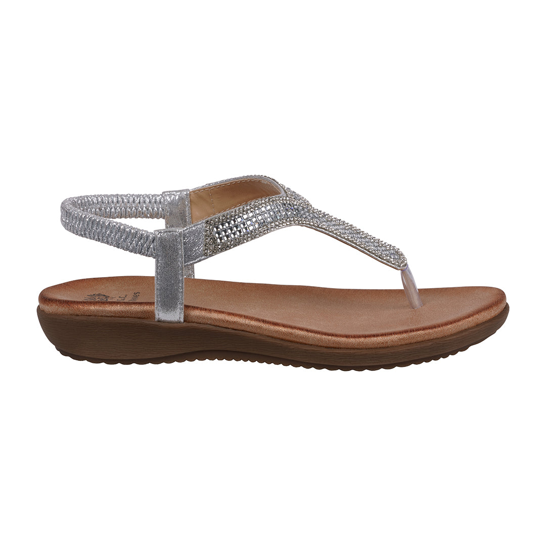 Women's Lori Silver Embellished Flat Sandals - Glamourous Grace