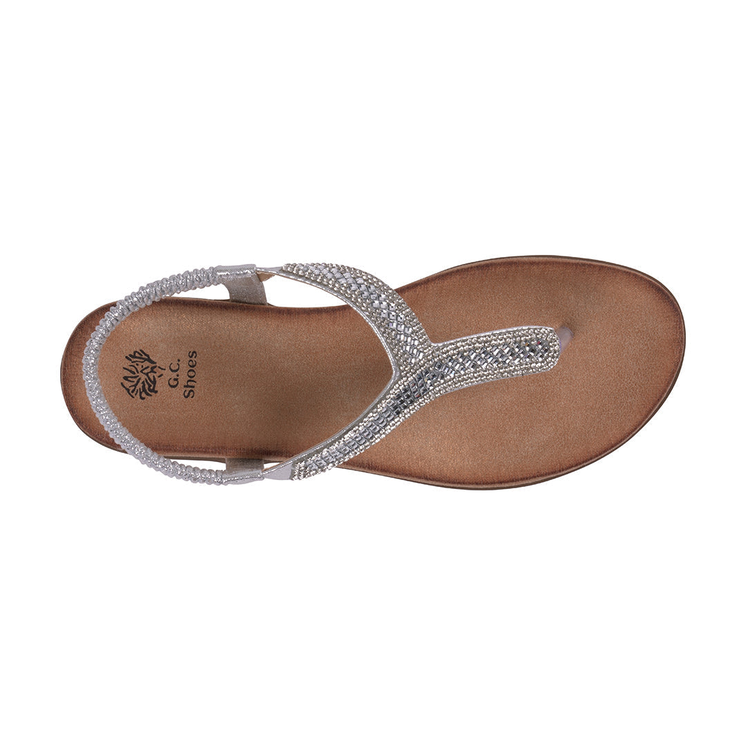 Women's Lori Silver Embellished Flat Sandals - Glamourous Grace