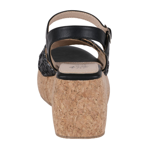 Lucy Black Cross Strap Slingback Platform Sandals - Glamourous Grace