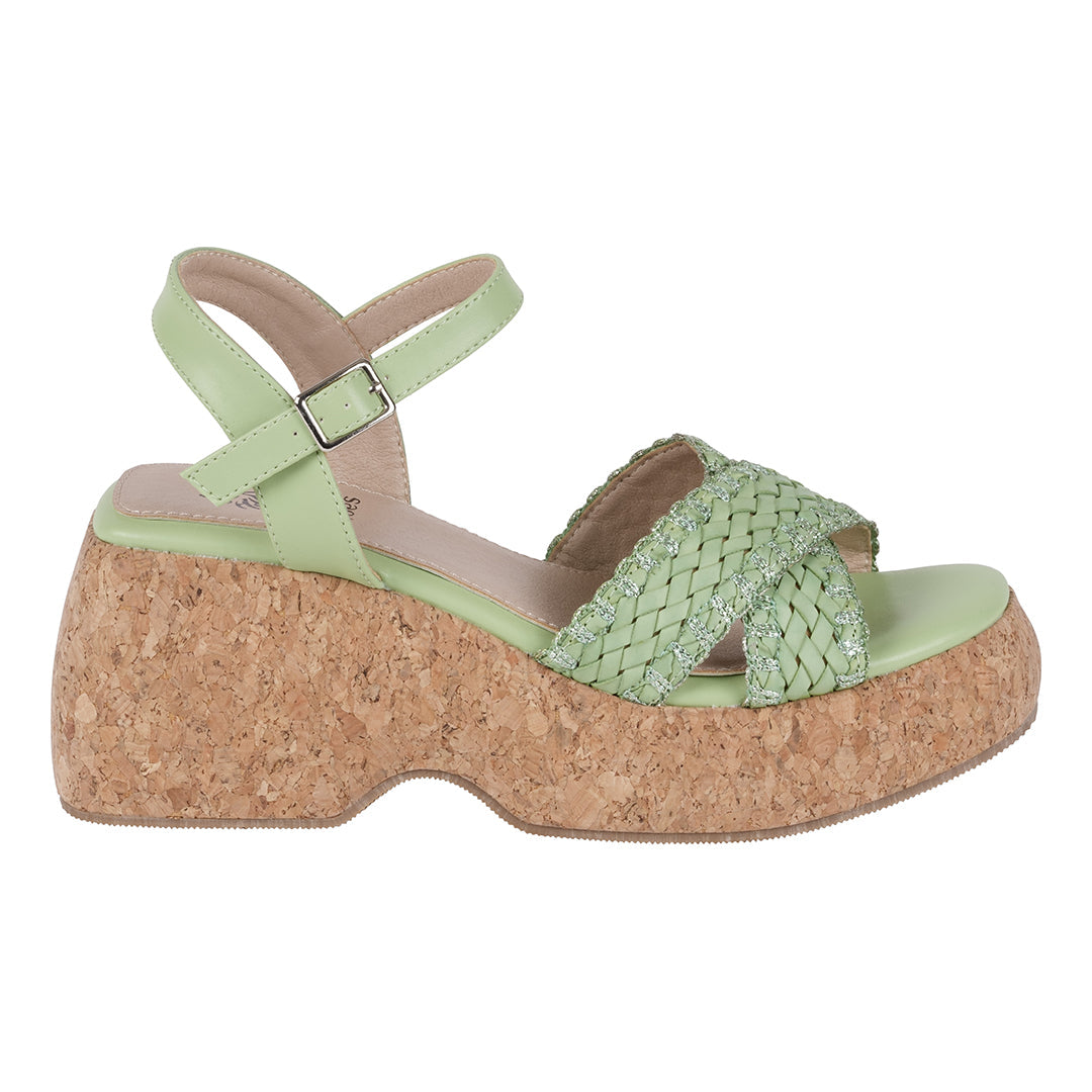 Lucy Green Cross Strap Slingback Platform Sandals - Glamourous Grace