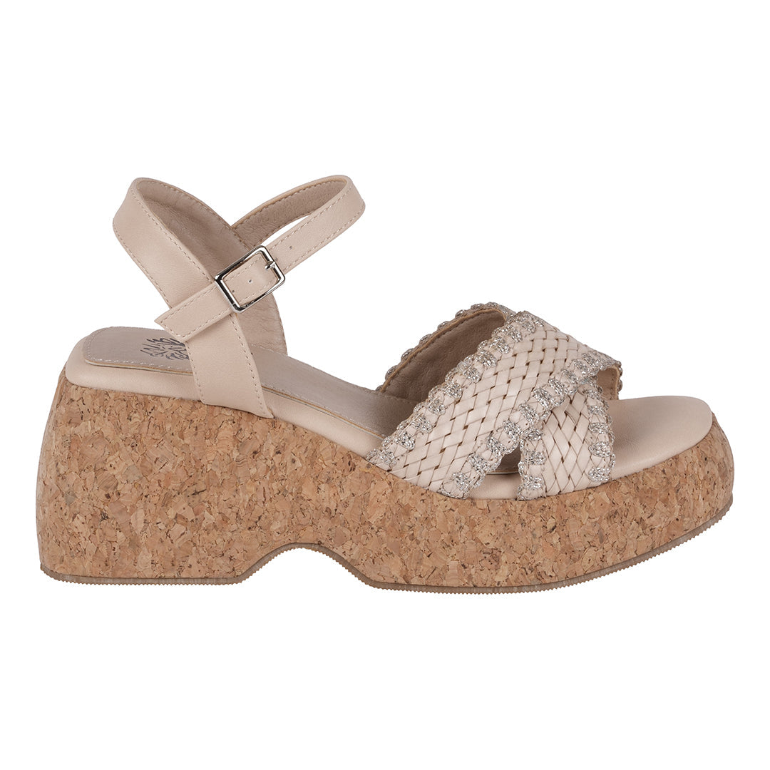 Lucy Natural Cross Strap Slingback Platform Sandals - Glamourous Grace