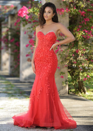 Reva Corset Gown - Red Floral Lace Dress - Glamourous Grace
