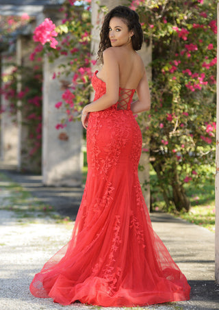 Reva Corset Gown - Red Floral Lace Dress - Glamourous Grace
