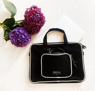 Laptop Case 13", Handle & Charger Pocket – Black - Glamourous Grace