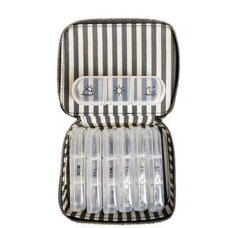 Large Pill Travel Case with Individual Daily Pill Organizer – Black - Glamourous Grace