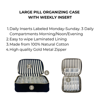 Large Pill Travel Case with Individual Daily Pill Organizer – Black - Glamourous Grace