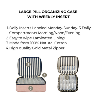 Large Pill Travel Case with Individual Daily Pill Organizer – Pink/Blush - Glamourous Grace