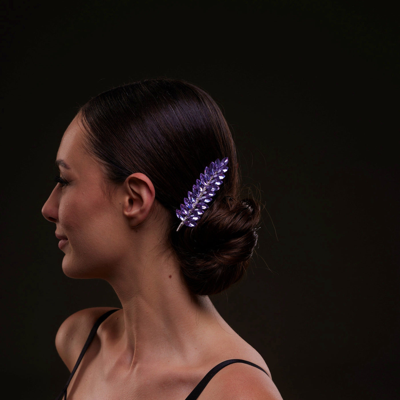 Elegant Lavander Crystal 2-Piece Hair Comb Set - Glamourous Grace