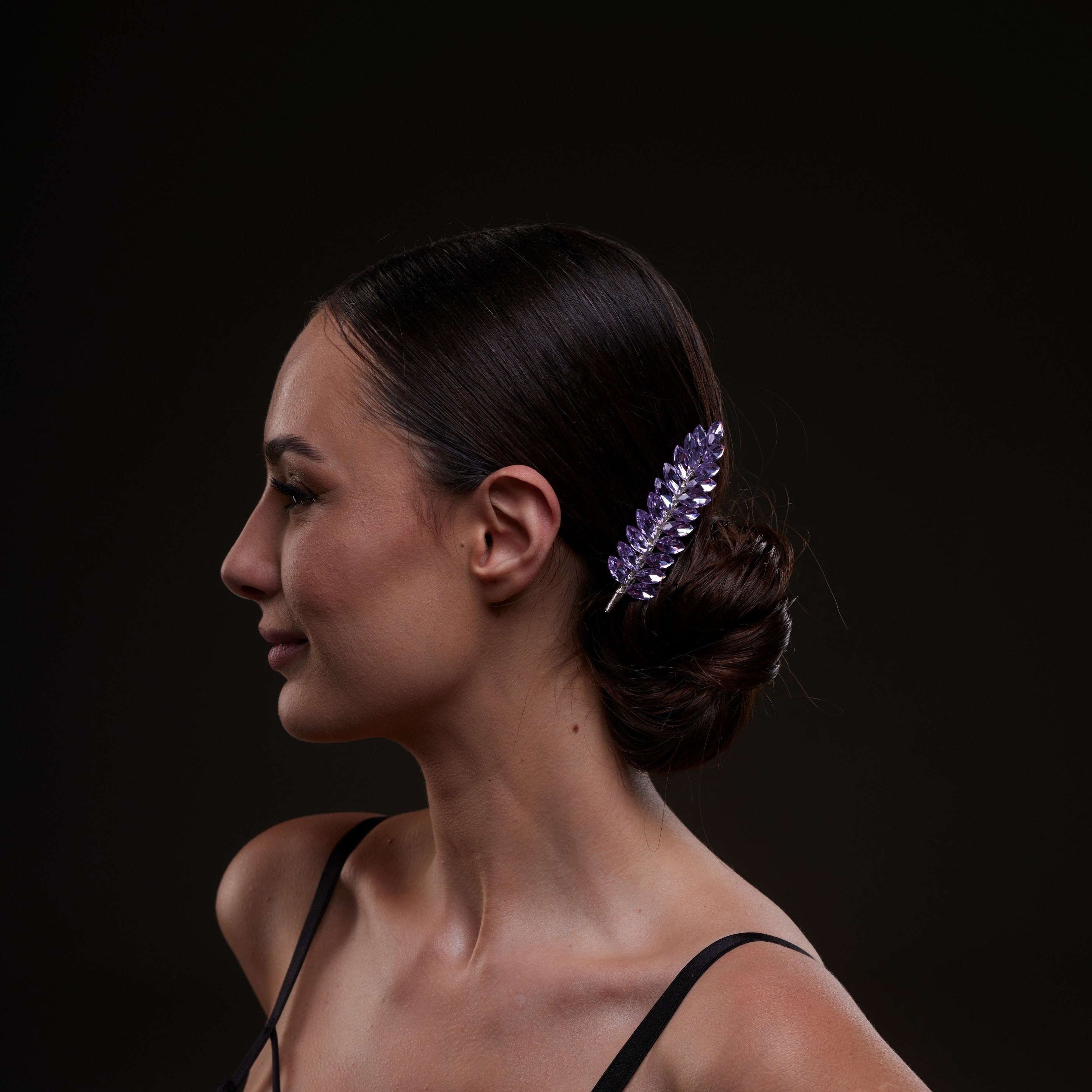 Elegant Lavander Crystal 2-Piece Hair Comb Set - Glamourous Grace