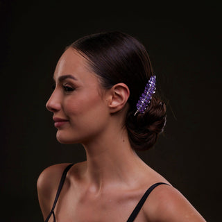 Elegant Lavander Crystal 2-Piece Hair Comb Set - Glamourous Grace