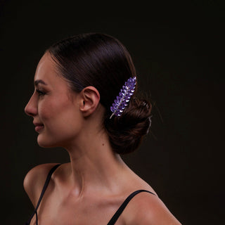 Elegant Lavander Crystal 2-Piece Hair Comb Set - Glamourous Grace