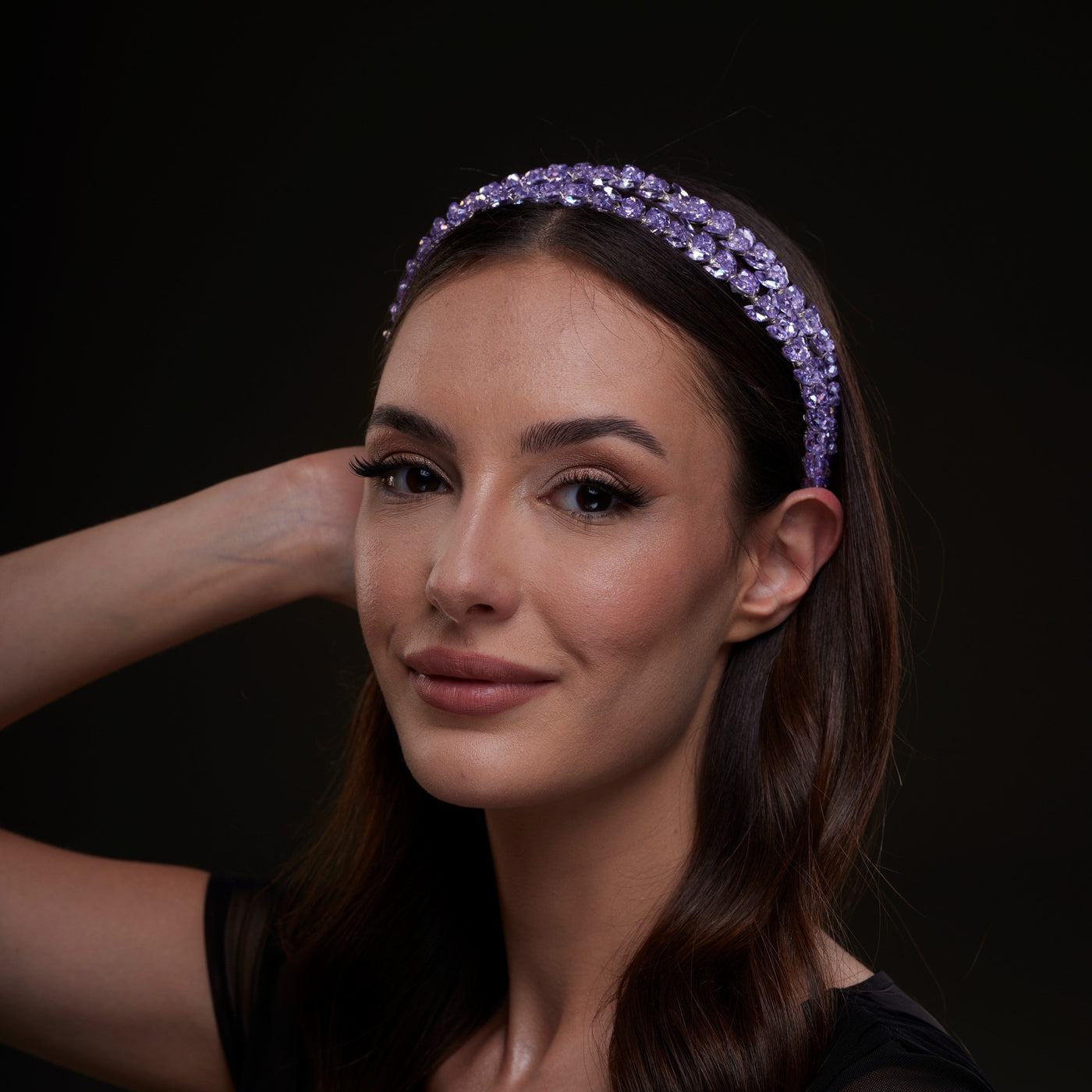 Lavender Crystal Beaded Hairband - Glamourous Grace