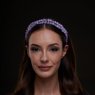 Lavender Crystal Beaded Hairband - Glamourous Grace