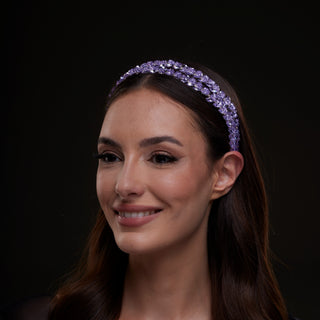 Lavender Crystal Beaded Hairband - Glamourous Grace