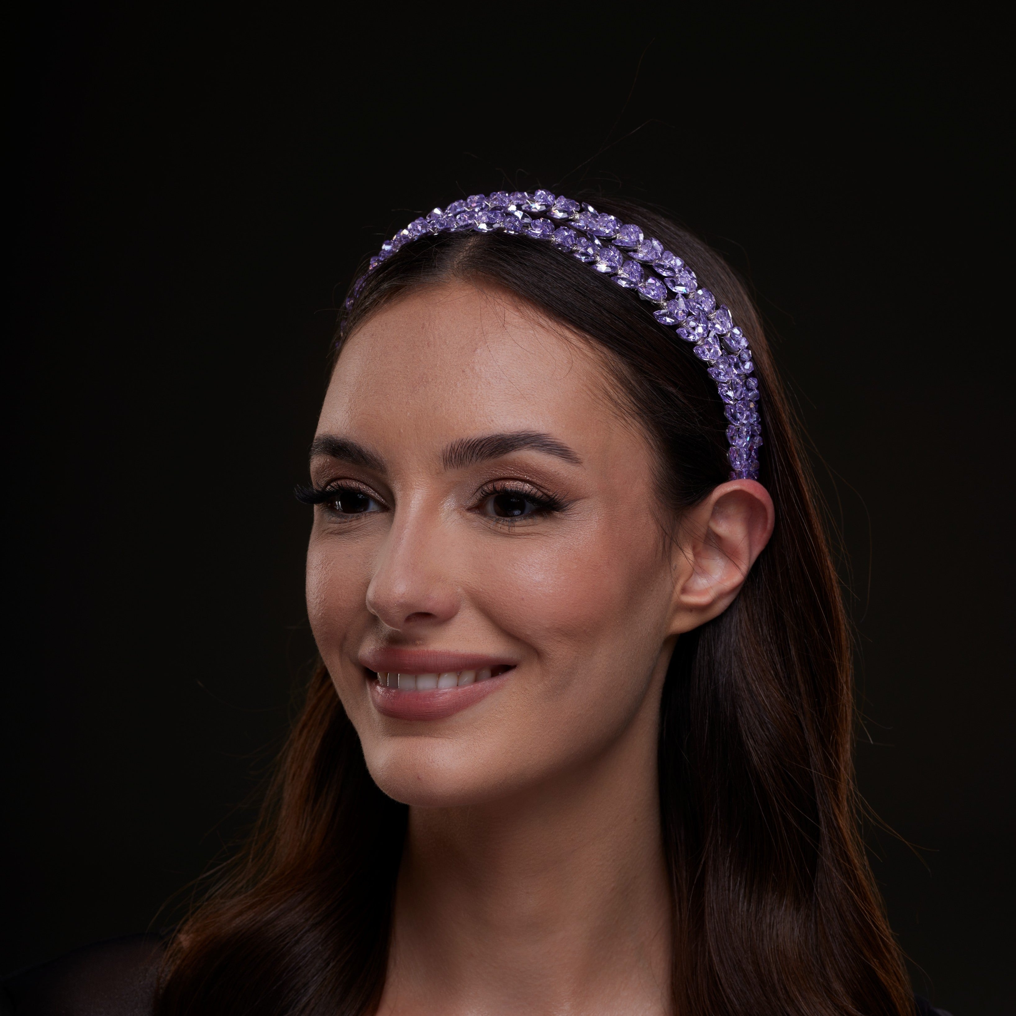 Lavender Crystal Beaded Hairband - Glamourous Grace