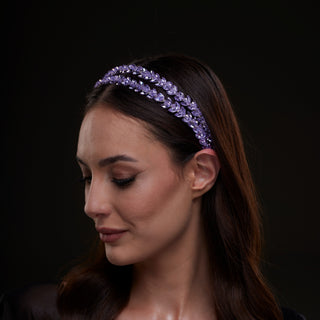 Lavender Crystal Beaded Hairband - Glamourous Grace