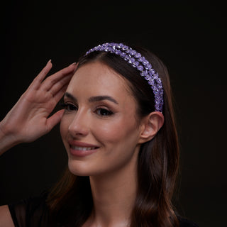 Lavender Crystal Beaded Hairband - Glamourous Grace
