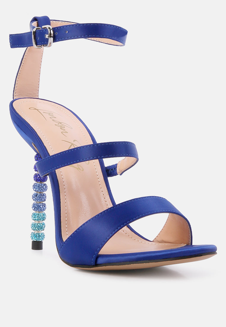 Lawsuit Rhinestone Ball Heel Satin Sandals - Glamourous Grace