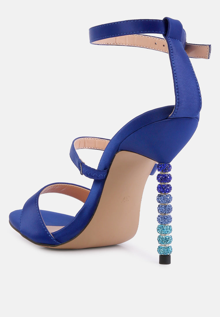 Lawsuit Rhinestone Ball Heel Satin Sandals - Glamourous Grace
