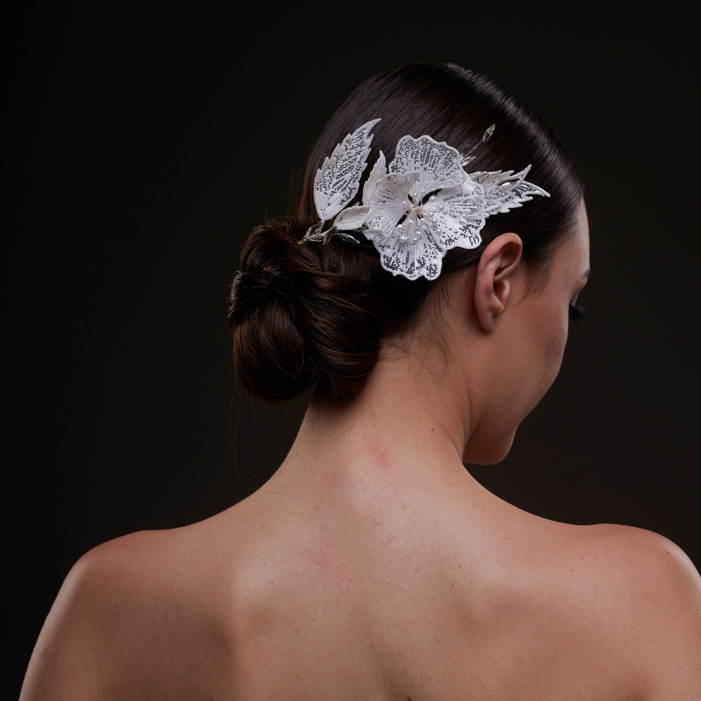 Bridal Flower & Leaf Side Comb - Glamourous Grace