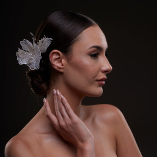 Bridal Flower & Leaf Side Comb - Glamourous Grace