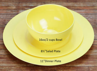 6pc Melamine Dinner Plate Set, Lemon
