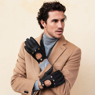 Leonardo (dark brown) - Italian driving gloves made of American deerskin leather - Glamourous Grace