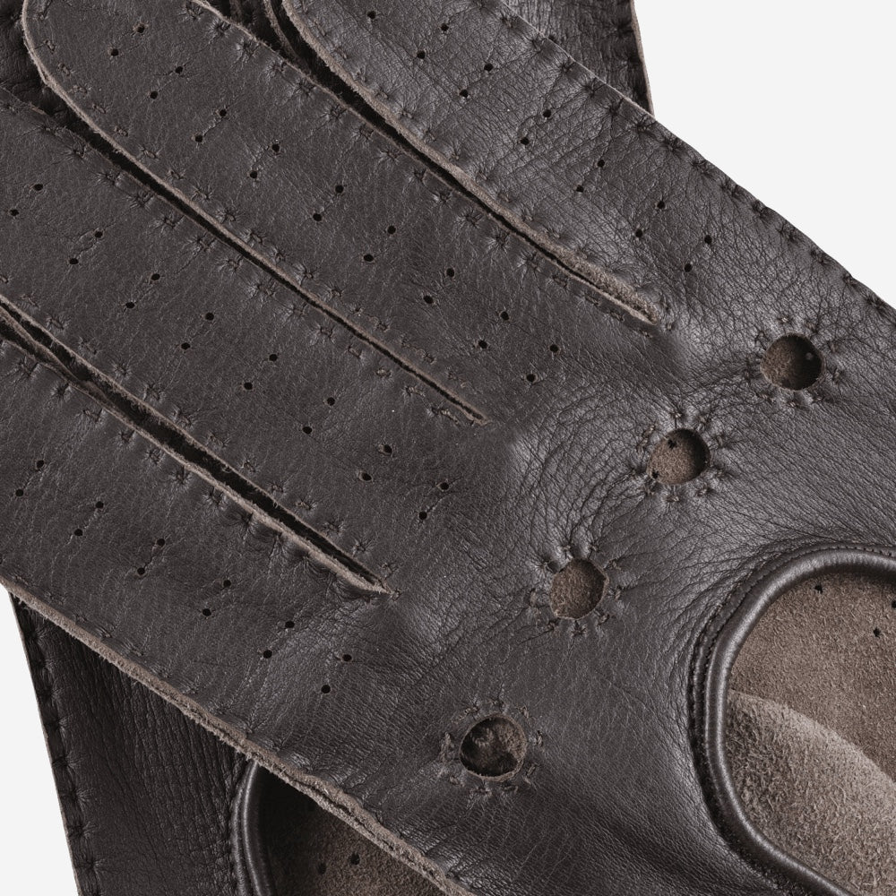 Leonardo (dark brown) - Italian driving gloves made of American deerskin leather - Glamourous Grace