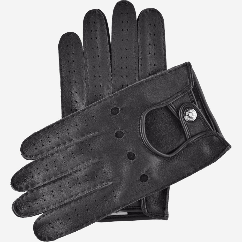 Leonardo (black) - Italian driving gloves made of American deerskin leather - Glamourous Grace