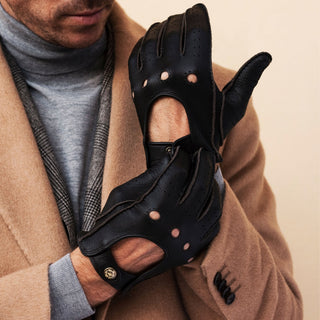 Leonardo (dark brown) - Italian driving gloves made of American deerskin leather - Glamourous Grace