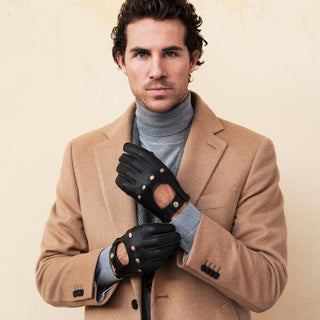 Leonardo (dark brown) - Italian driving gloves made of American deerskin leather - Glamourous Grace