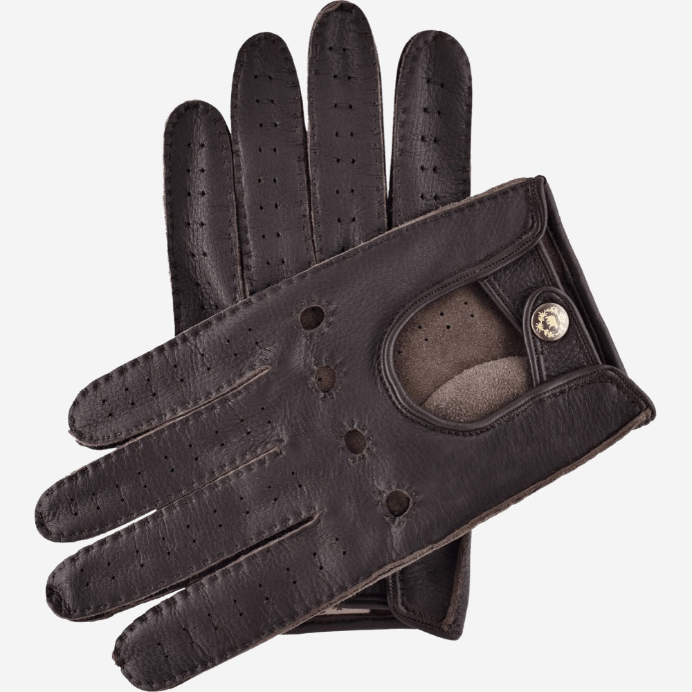 Leonardo (dark brown) - Italian driving gloves made of American deerskin leather - Glamourous Grace