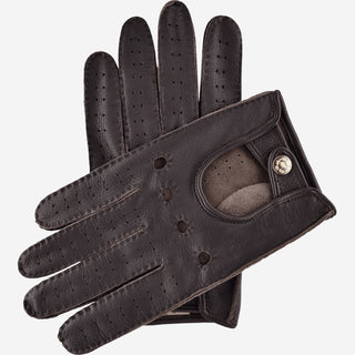 Leonardo (dark brown) - Italian driving gloves made of American deerskin leather - Glamourous Grace