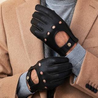 Leonardo (dark brown) - Italian driving gloves made of American deerskin leather - Glamourous Grace