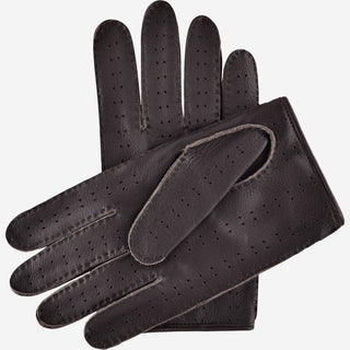 Leonardo (dark brown) - Italian driving gloves made of American deerskin leather - Glamourous Grace