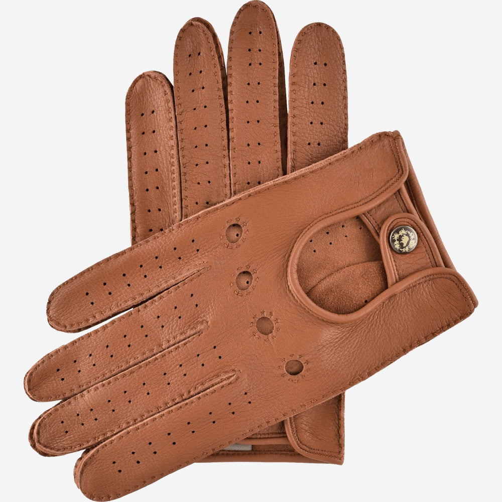 Leonardo (brown) - Italian driving gloves made of American deerskin leather - Glamourous Grace