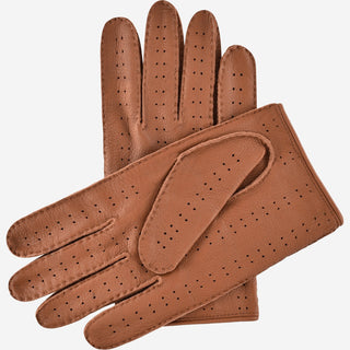 Leonardo (brown) - Italian driving gloves made of American deerskin leather - Glamourous Grace