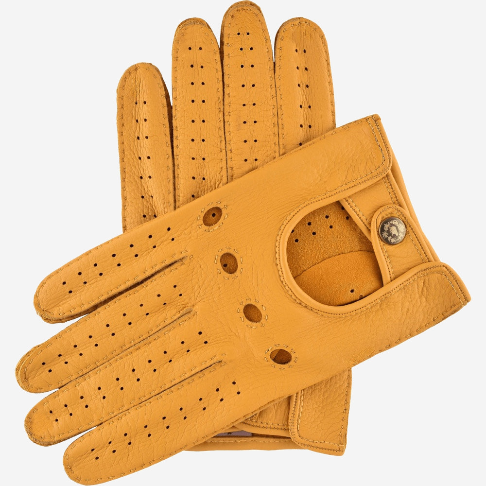 Leonardo (yellow) - Italian driving gloves made of American deerskin leather - Glamourous Grace