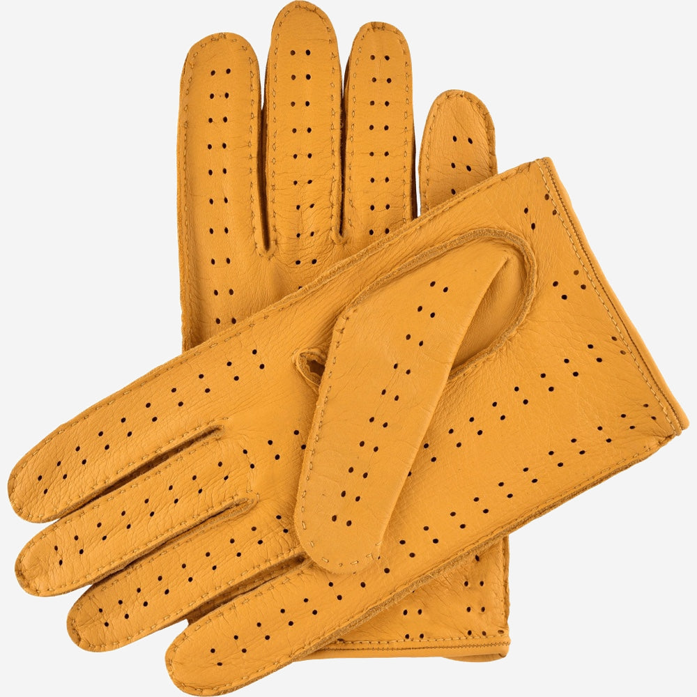 Leonardo (yellow) - Italian driving gloves made of American deerskin leather - Glamourous Grace