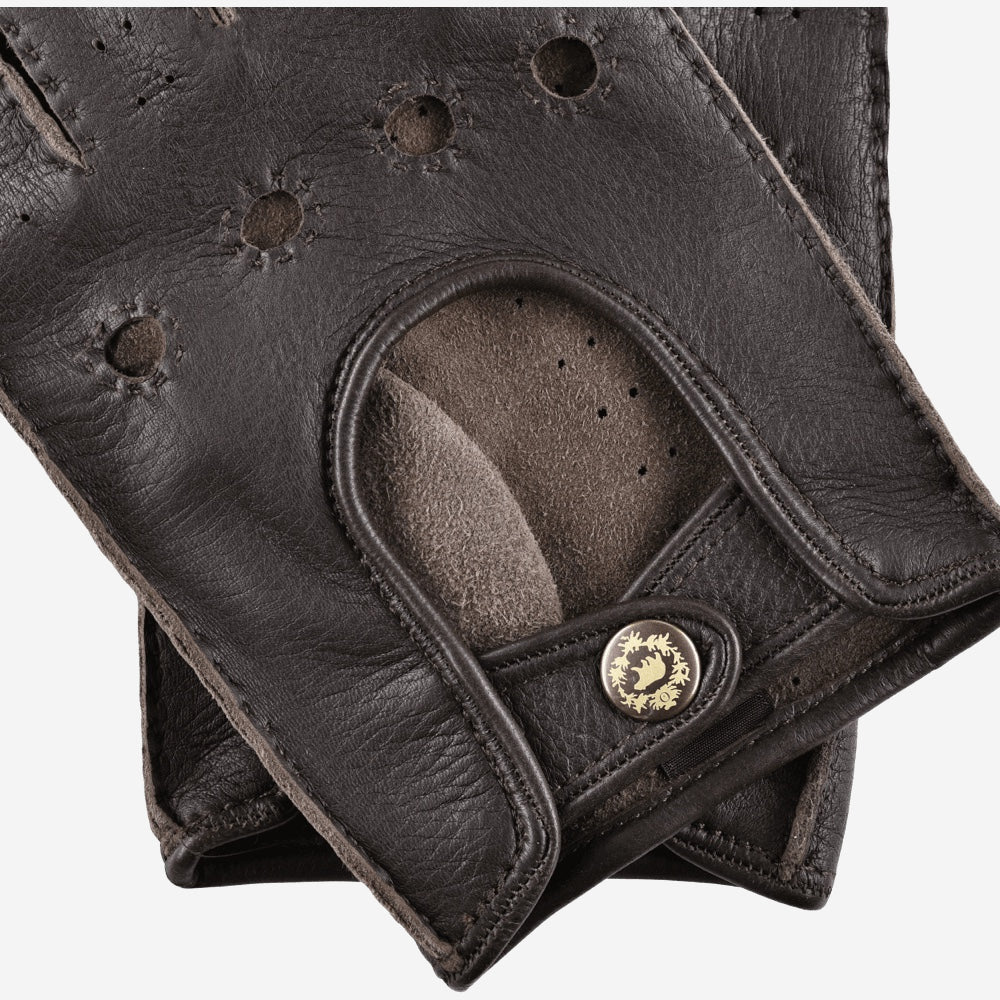 Leonardo (dark brown) - Italian driving gloves made of American deerskin leather - Glamourous Grace