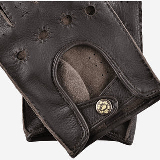 Leonardo (dark brown) - Italian driving gloves made of American deerskin leather - Glamourous Grace
