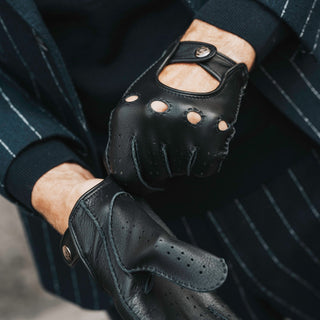 Leonardo (black) - Italian driving gloves made of American deerskin leather - Glamourous Grace