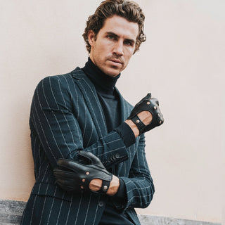 Leonardo (black) - Italian driving gloves made of American deerskin leather - Glamourous Grace