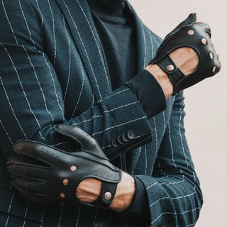 Leonardo (black) - Italian driving gloves made of American deerskin leather - Glamourous Grace