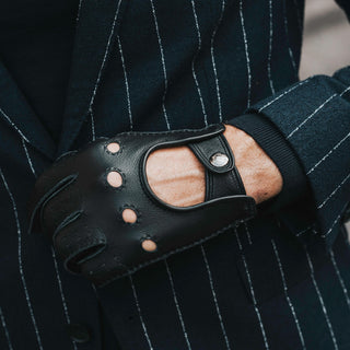 Leonardo (black) - Italian driving gloves made of American deerskin leather - Glamourous Grace
