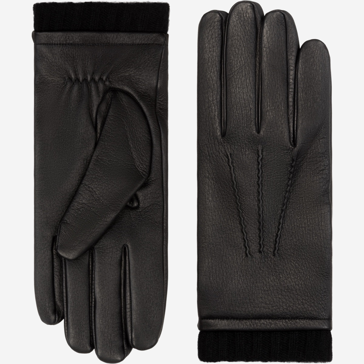 Lorenzo (black) - Italian gloves made of American deerskin leather with cashmere lining - Glamourous Grace